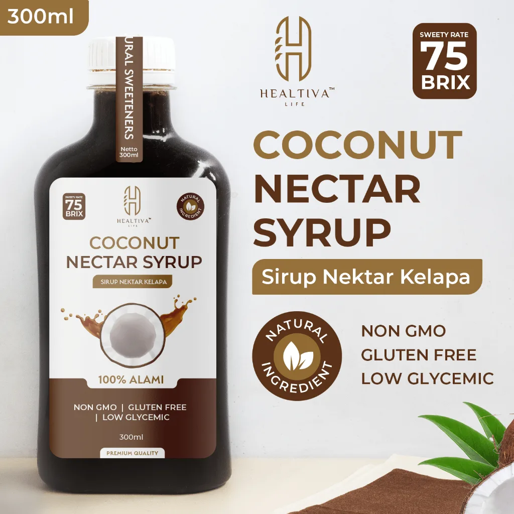 HEALTIVA Gula Kelapa Cair 300ml Coconut Nectar Syrup Pemanis Alami Pengganti Gula