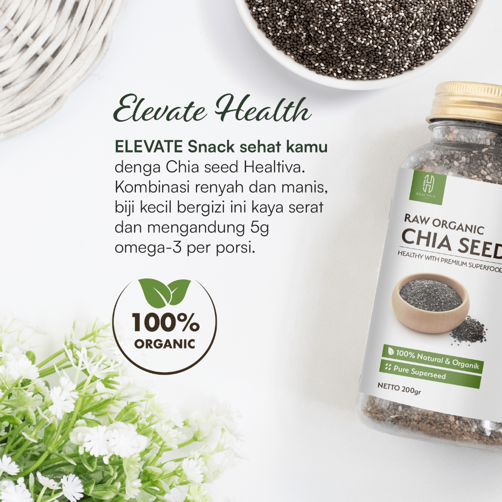 HEALTIVA Chia Seed Hitam 200gr  Mexico Black Chia Seed Premium Biji Chia Superfood