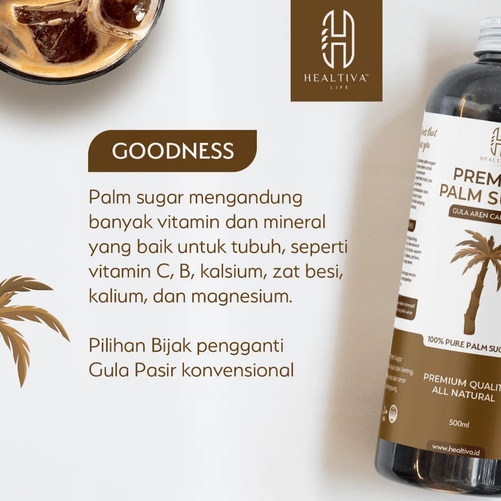 HEALTIVA Gula Aren Cair Murni 500ml Gula Aren Asli Brown Sugar Pemanis Alami
