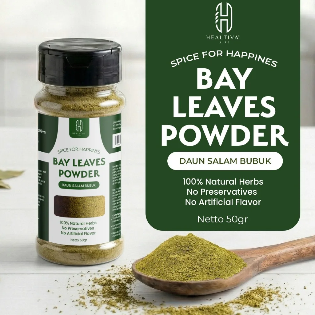 Bay Leaves Powder 50gr Bubuk Daun Salam Bumbu Masak Alami Non MSG Tanpa Pengawet