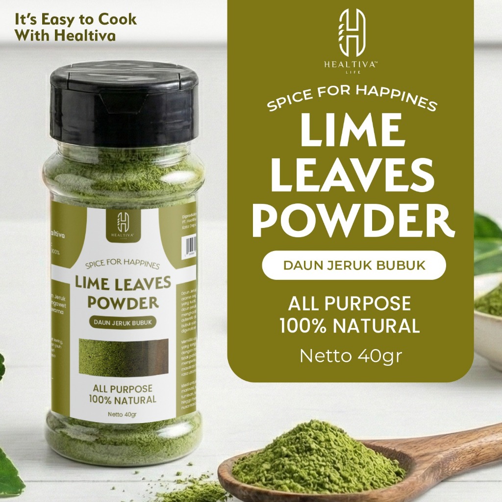 HEALTIVA Lime Leaves Powder 40gr Bubuk Daun Jeruk Bumbu Masak Alami Non MSG Premium