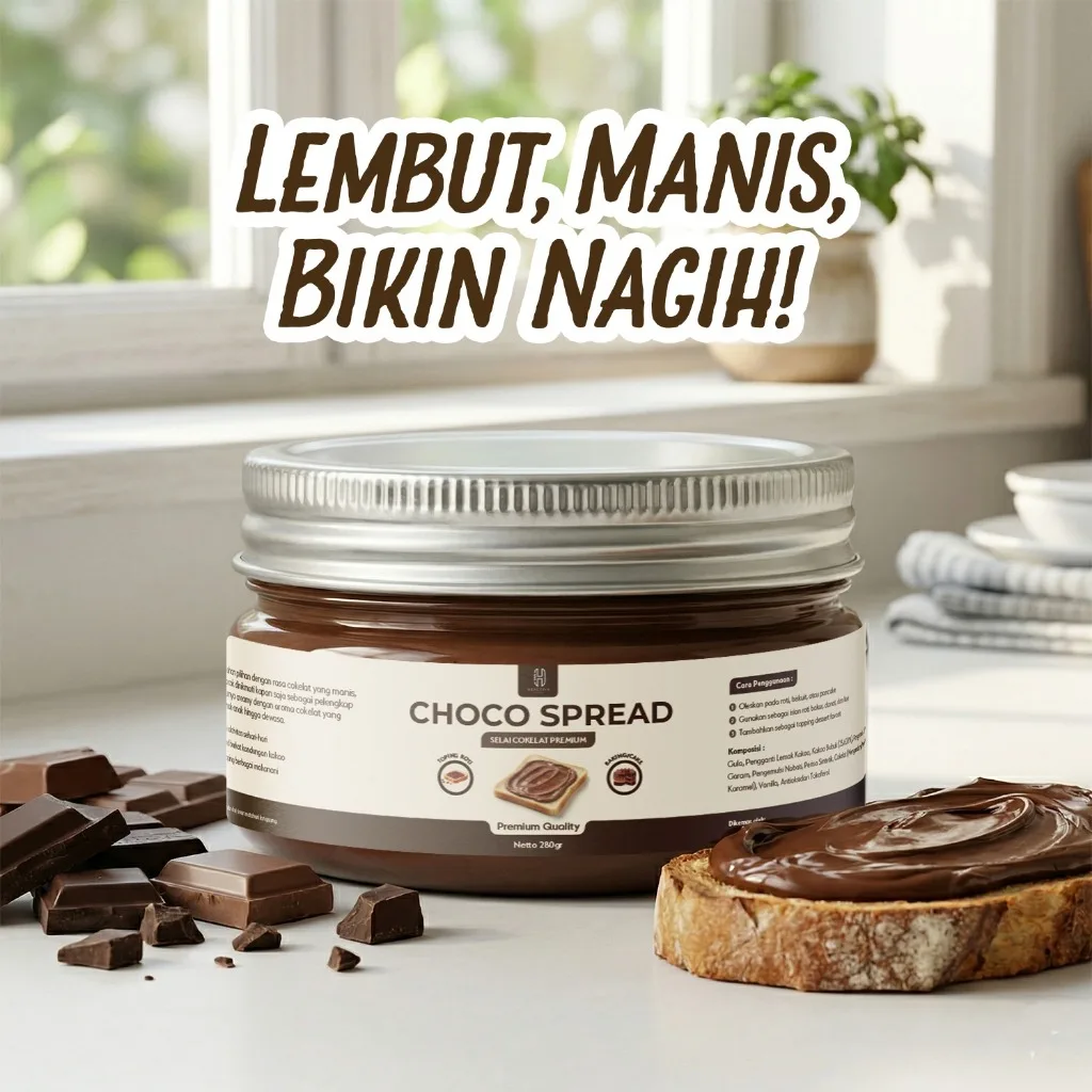HEALTIVA Choco Spread 280gr Selai Coklat Premium Oles Roti Isian Dessert Manis