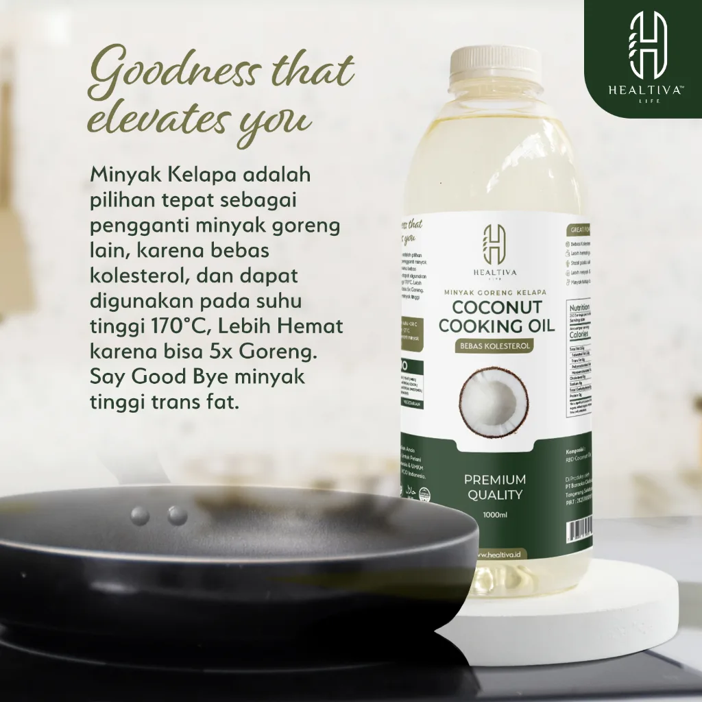 HEALTIVA Minyak Goreng Kelapa Murni RBD 1 Liter Coconut Cooking Oil Sehat