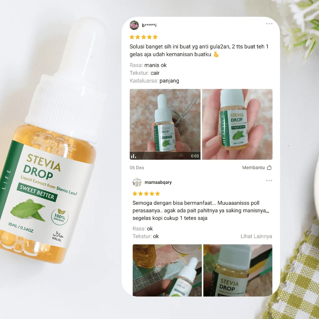 HEALTIVA Stevia Tetes Cair 10ml Pemanis Alami Natural Sweetener Pengganti Gula