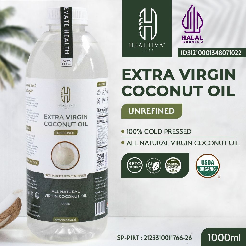 HEALTIVA VCO 1 Liter Minyak Kelapa Murni Extra Virgin Coconut Oil