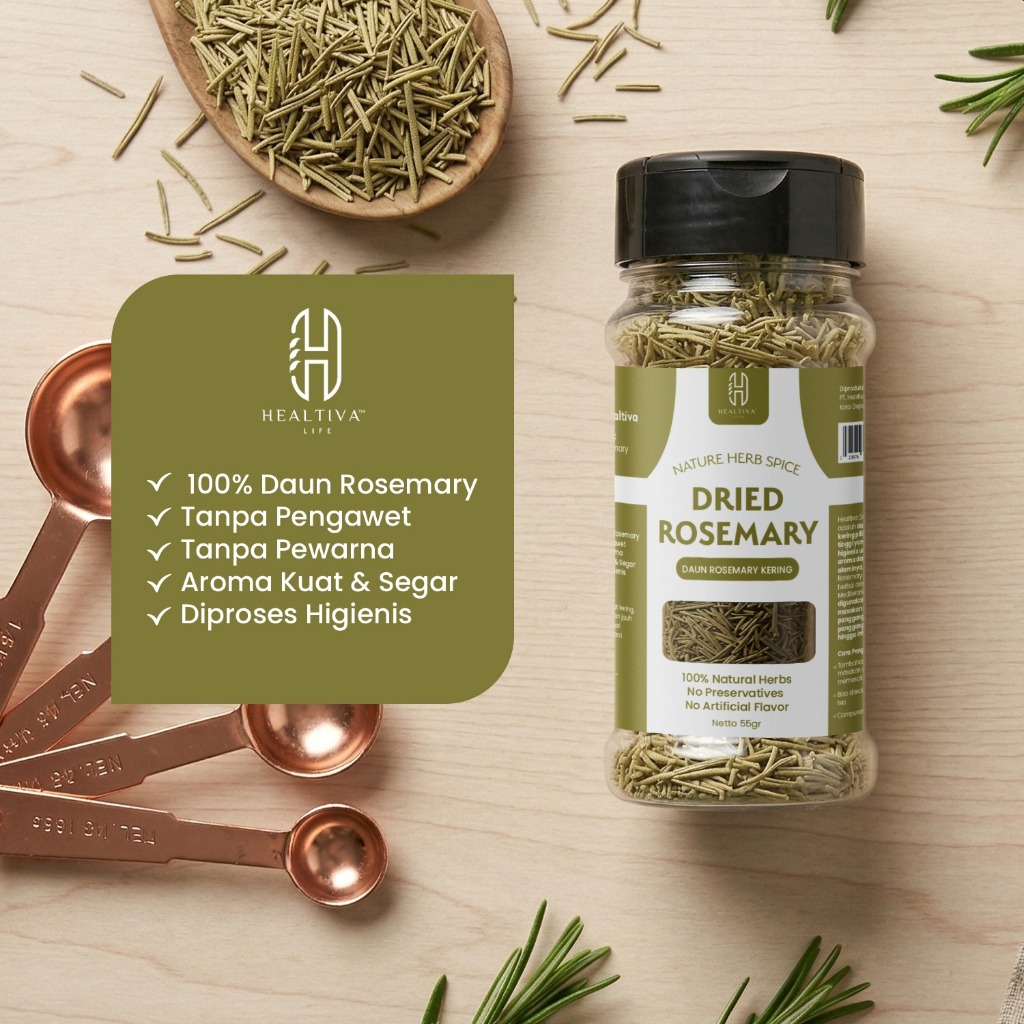 HEALTIVA Dried Rosemary 55gr Daun Rosemary Kering Bumbu Masak Premium Non MSG Tanpa Pengawet