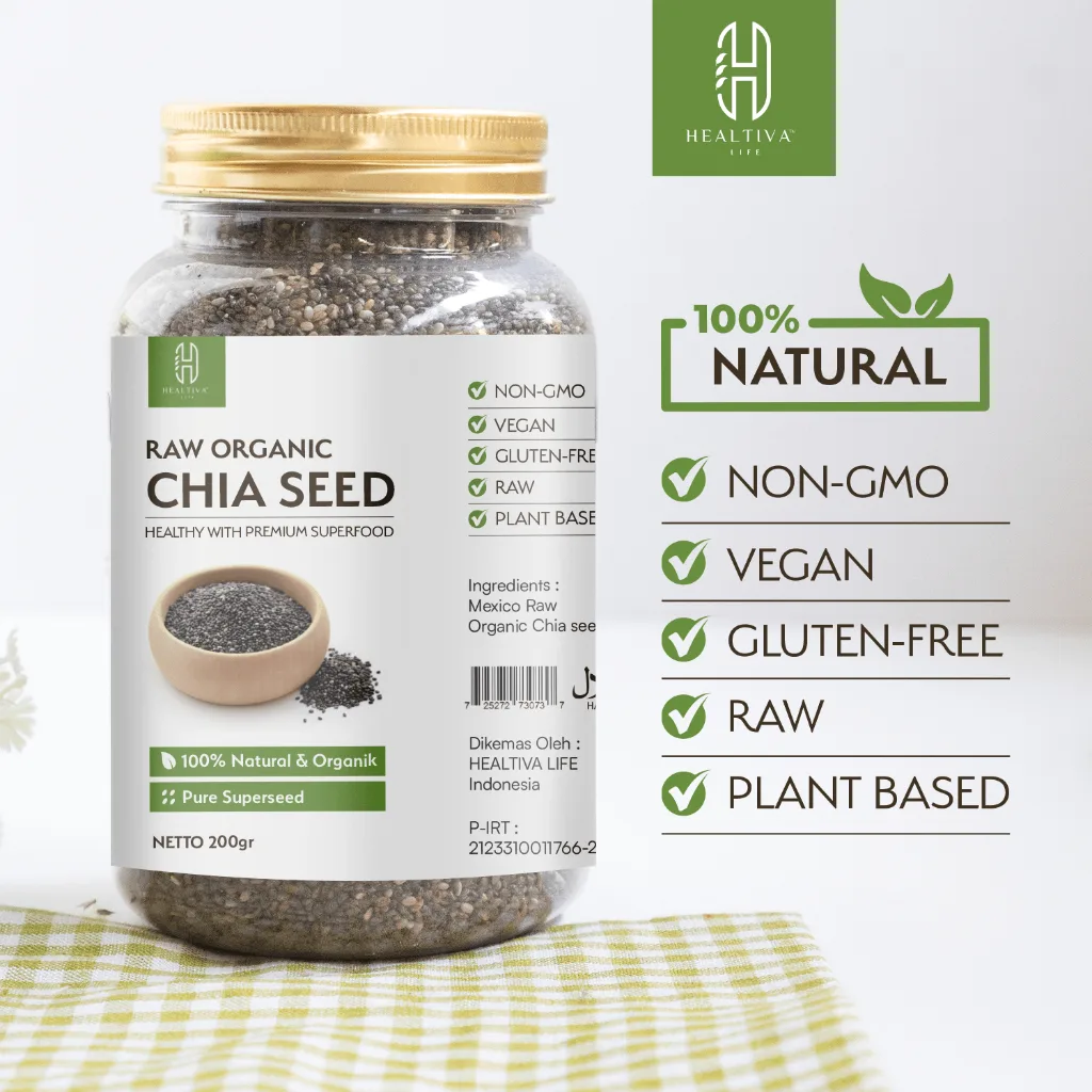 HEALTIVA Chia Seed Hitam 200gr  Mexico Black Chia Seed Premium Biji Chia Superfood