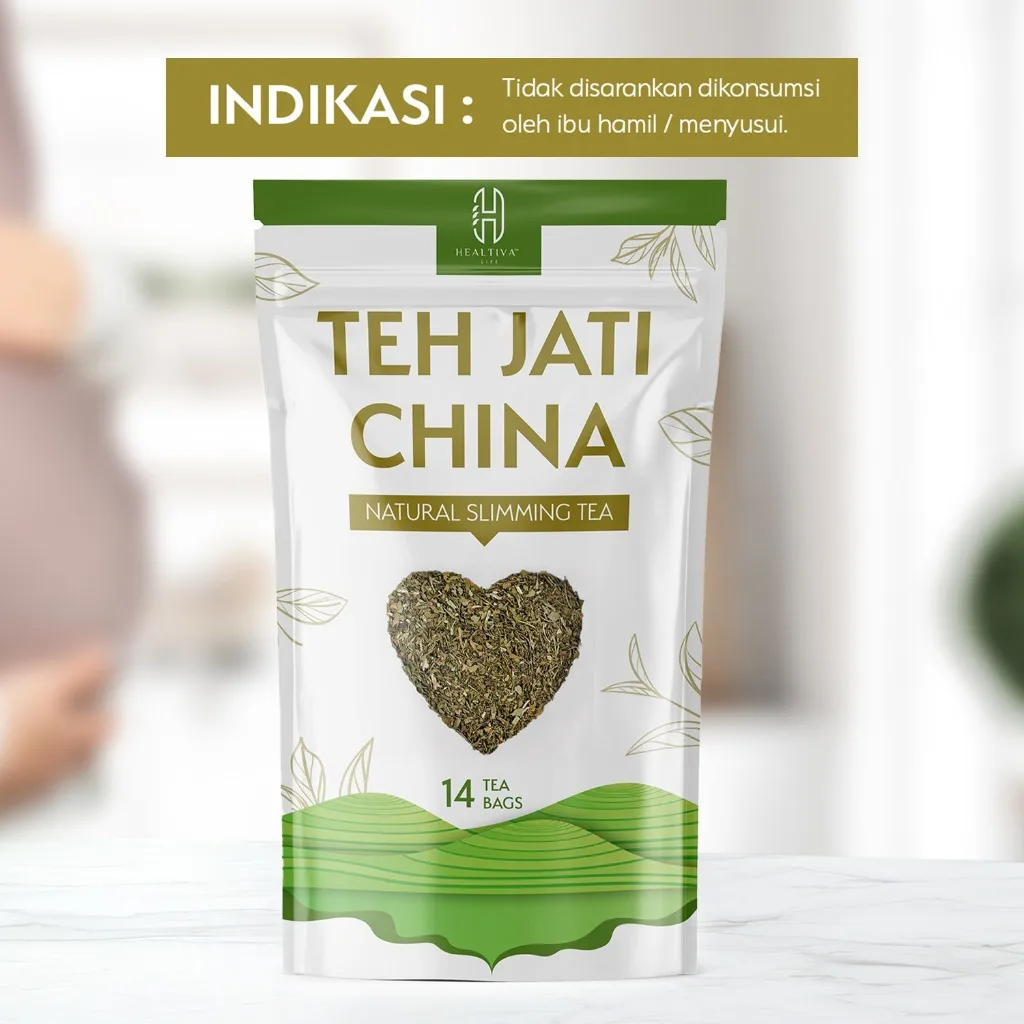 HEALTIVA Teh  Daun Jati China Teh Diet 14 Kantong Teh Herbal Celup Daun Senna Pelancar Pencernaan