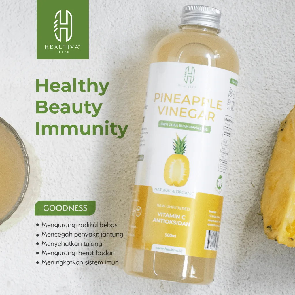 HEALTIVA Cuka Nanas Original Untuk Keshatan 500ml With Mother | Pineapple Vinegar Fermentasi Alami