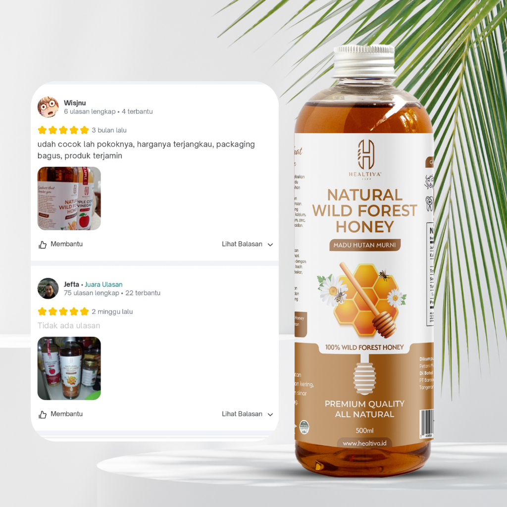 HEALTIVA Madu Hutan Murni 500ml Madu Asli Tanpa Campuran Raw Honey Alami