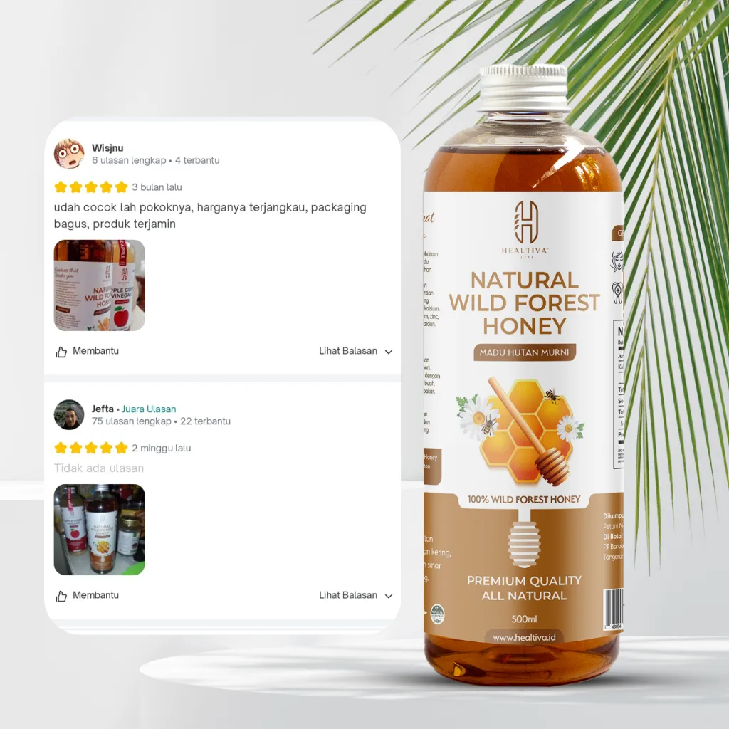 HEALTIVA Madu Hutan Murni 500ml Madu Asli Tanpa Campuran Raw Honey Alami
