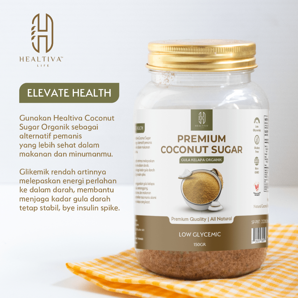 HEALTIVA Gula Kelapa Bubuk Organik 150gr Pemanis Alami Pengganti Gula