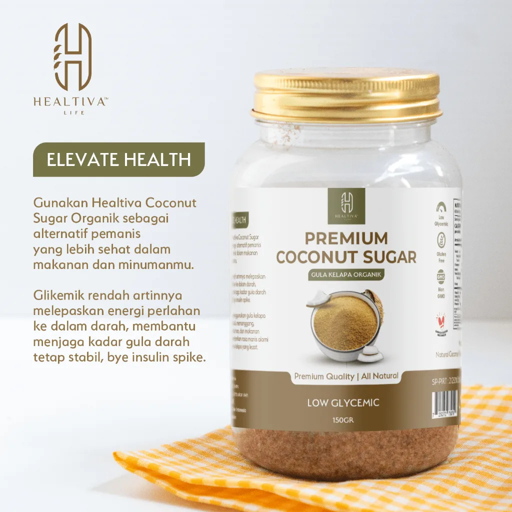 HEALTIVA Gula Kelapa Bubuk Organik 150gr Pemanis Alami Pengganti Gula