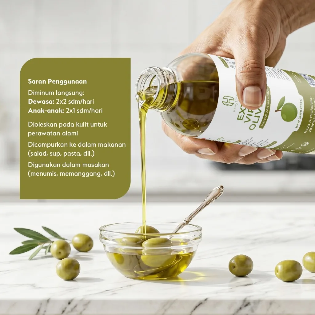 HEALTIVA Extra Virgin Olive Oil 500ml Minyak Zaitun Murni EVOO Antioksidan Vitamin E
