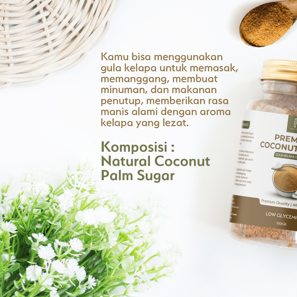 HEALTIVA Gula Kelapa Bubuk Organik 150gr Pemanis Alami Pengganti Gula