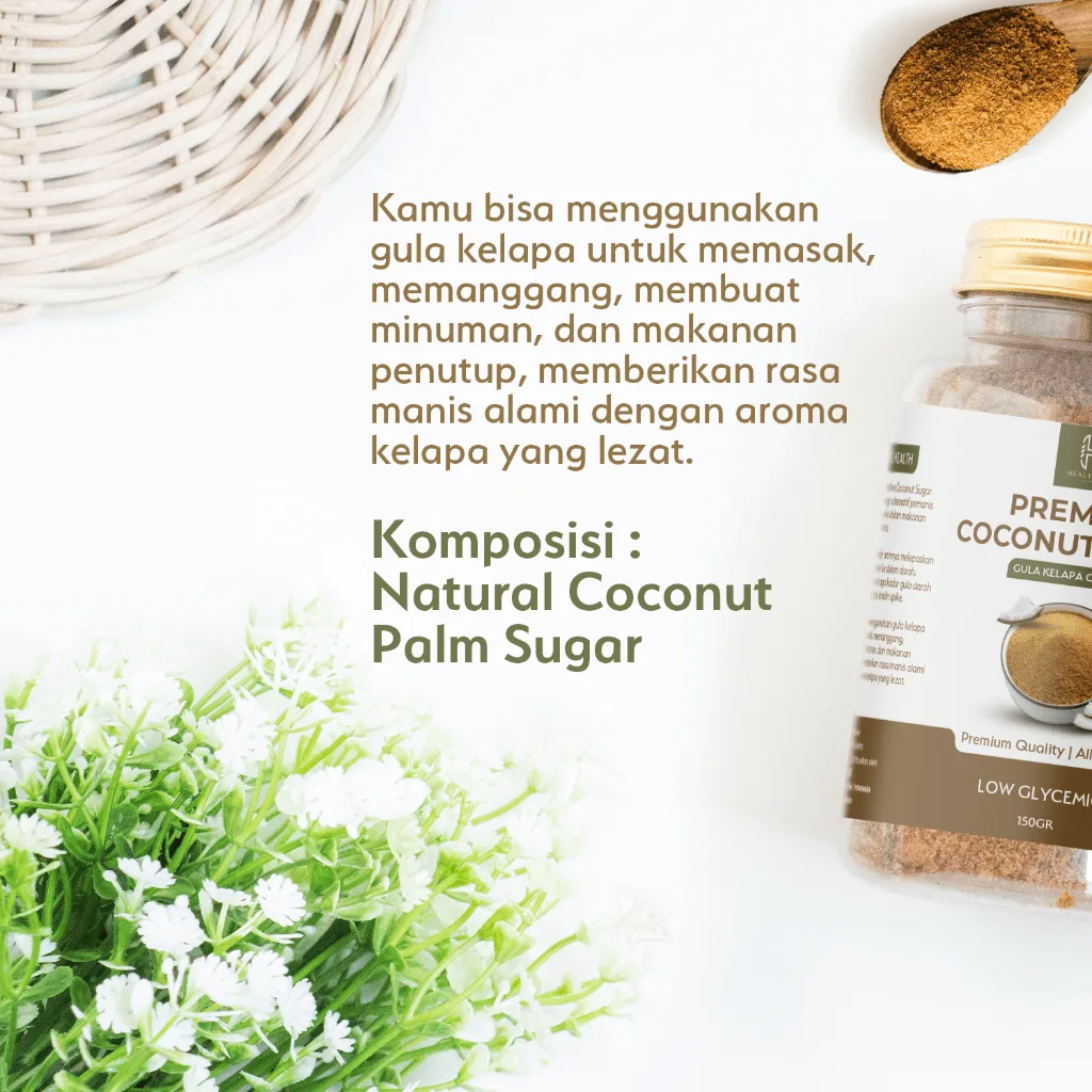 HEALTIVA Gula Kelapa Bubuk Organik 150gr Pemanis Alami Pengganti Gula
