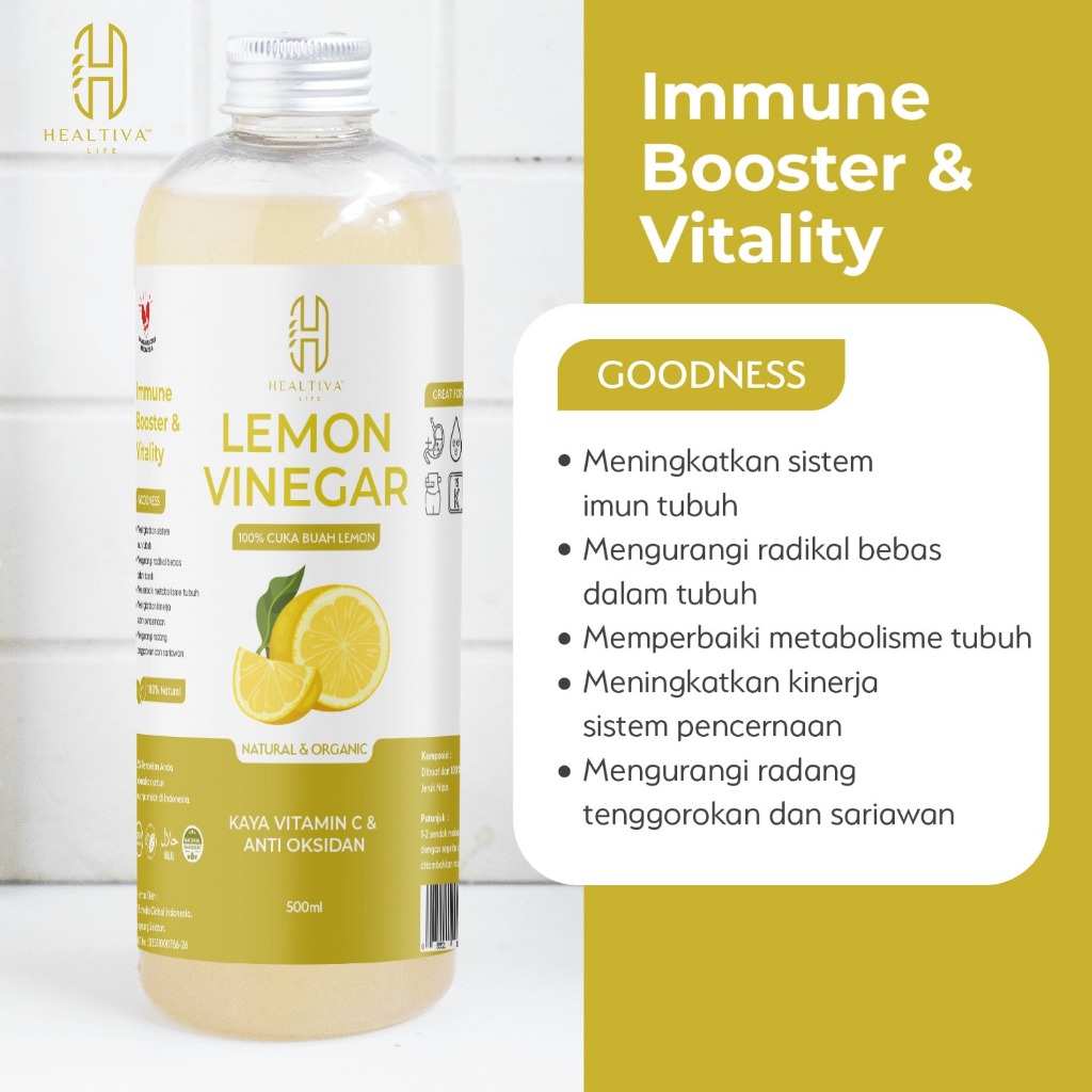 HEALTIVA Cuka Lemon Murni 500ml Lemon Cider Vinegar Minuman Diet & Detox