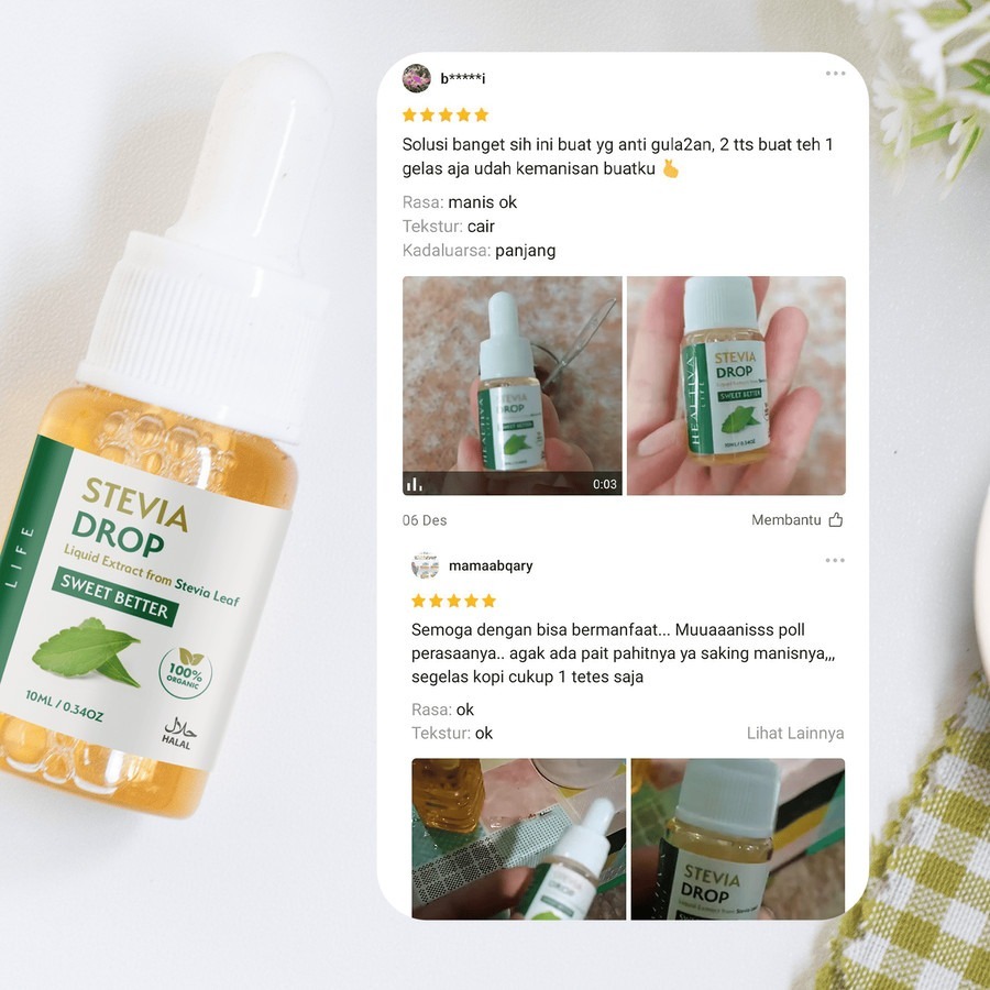 HEALTIVA Paket 2Pcs Stevia Tetes 10ml Pemanis Alami Pengganti Gula