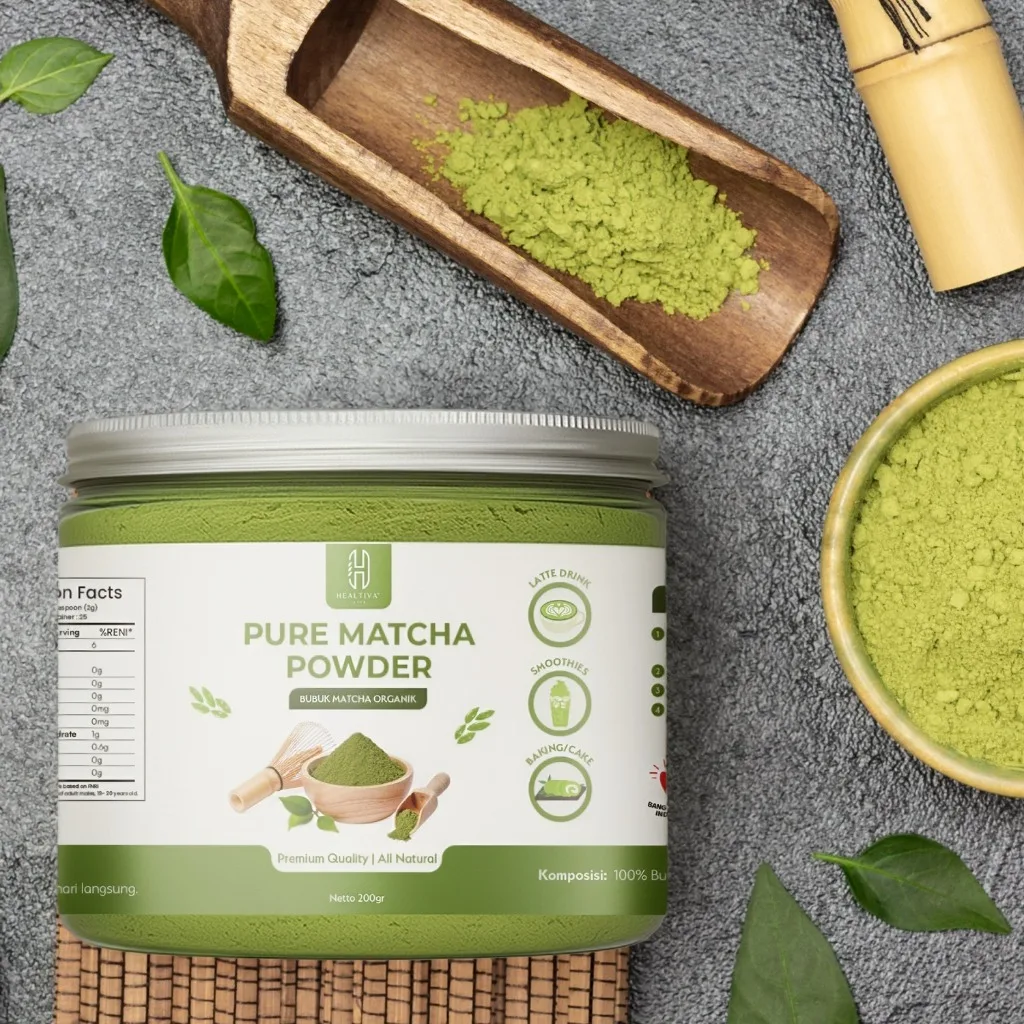 HEALTIVA Pure Matcha Powder 200gr Bubuk Matcha Premium Organik Original