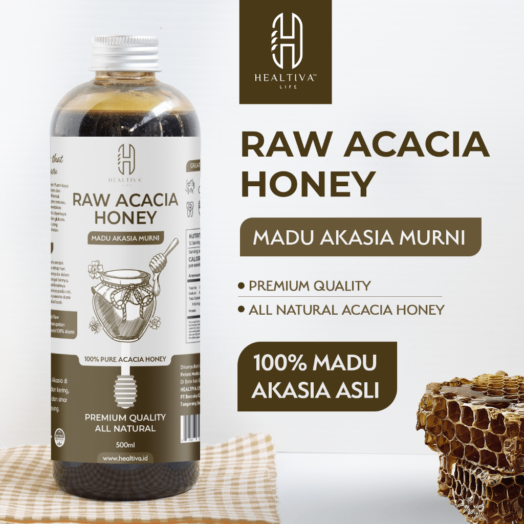 HEALTIVA Madu Akasia Murni 500ml Acacia Honey Asli 100% Tanpa Campuran