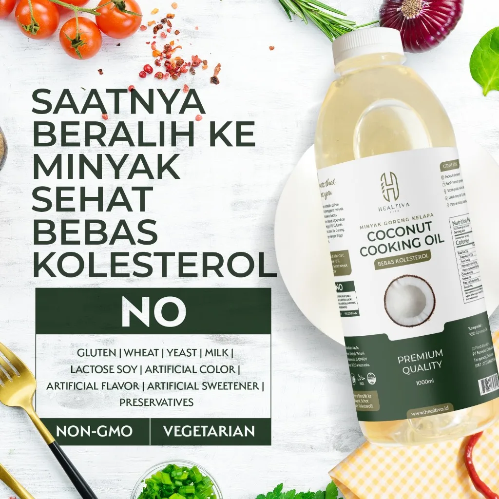 HEALTIVA Minyak Goreng Kelapa Murni RBD 1 Liter Coconut Cooking Oil Sehat