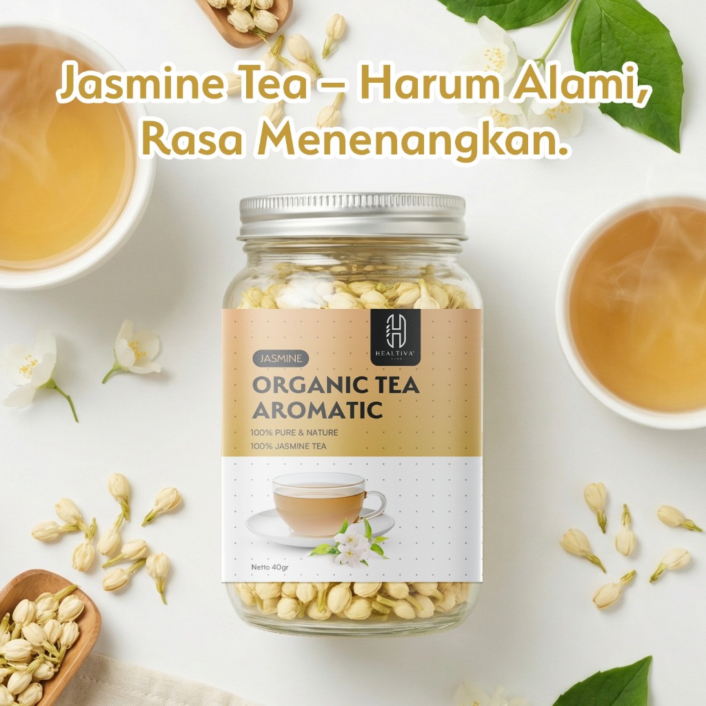 HEALTIVA Teh Bunga Melati Organik Organic Tea Jasmine  Premium Relaxing Aroma Harum Alami 40gr