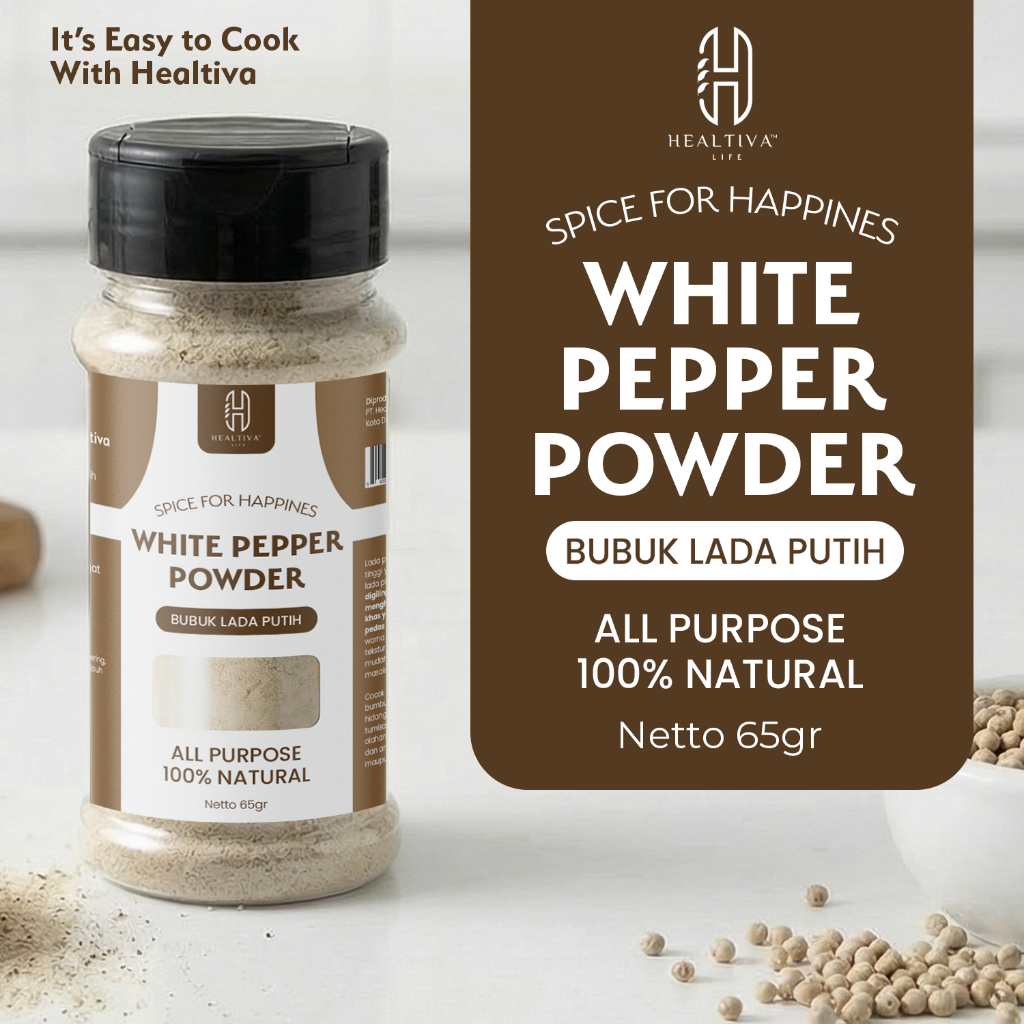 HEALTIVA Lada Putih Bubuk 65gr White Papper Powder Bumbu Dapur Bubuk Non MSG