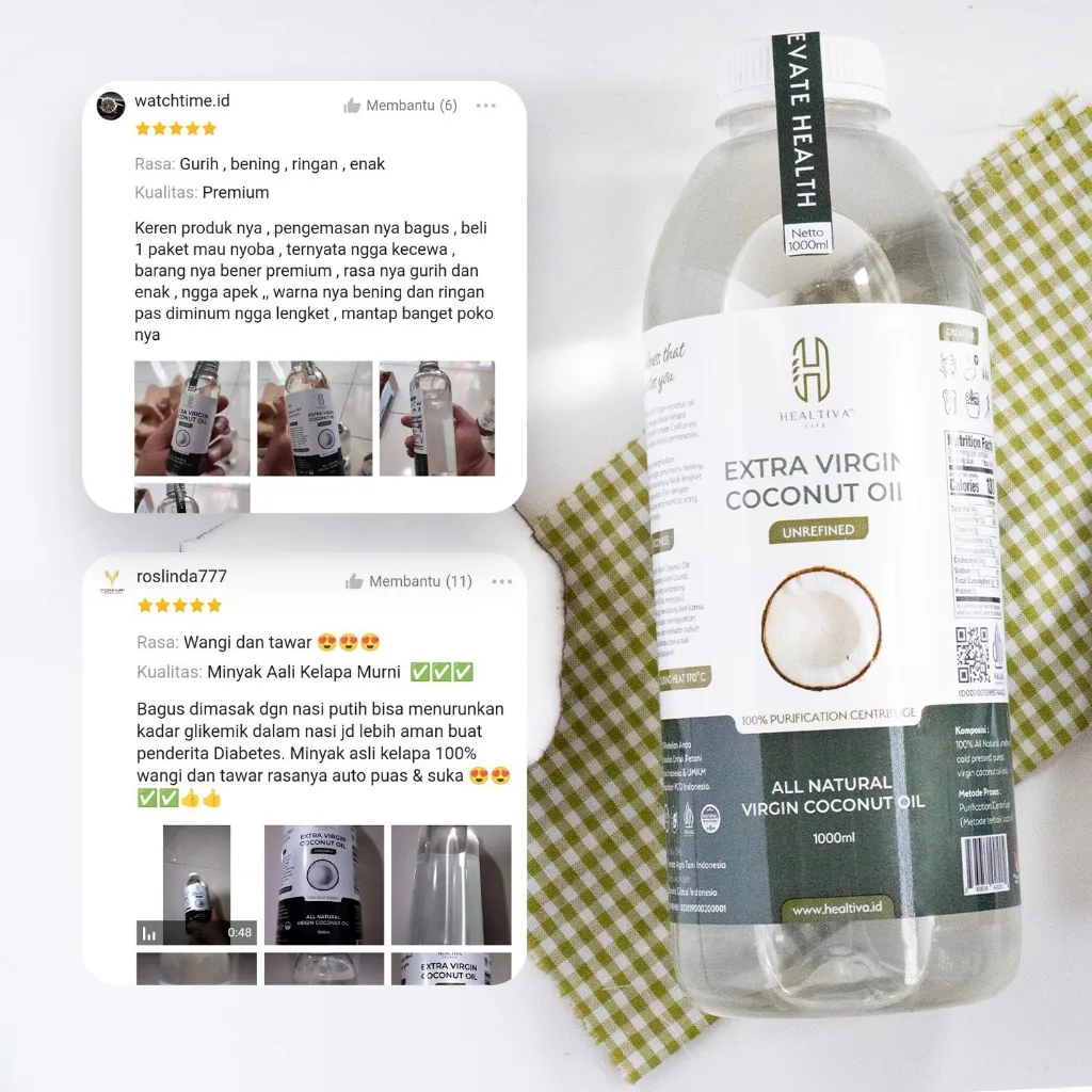 Healtiva VCO Virgin Coconut Oil 500ml Minyak Kelapa Murni Coconut Oil