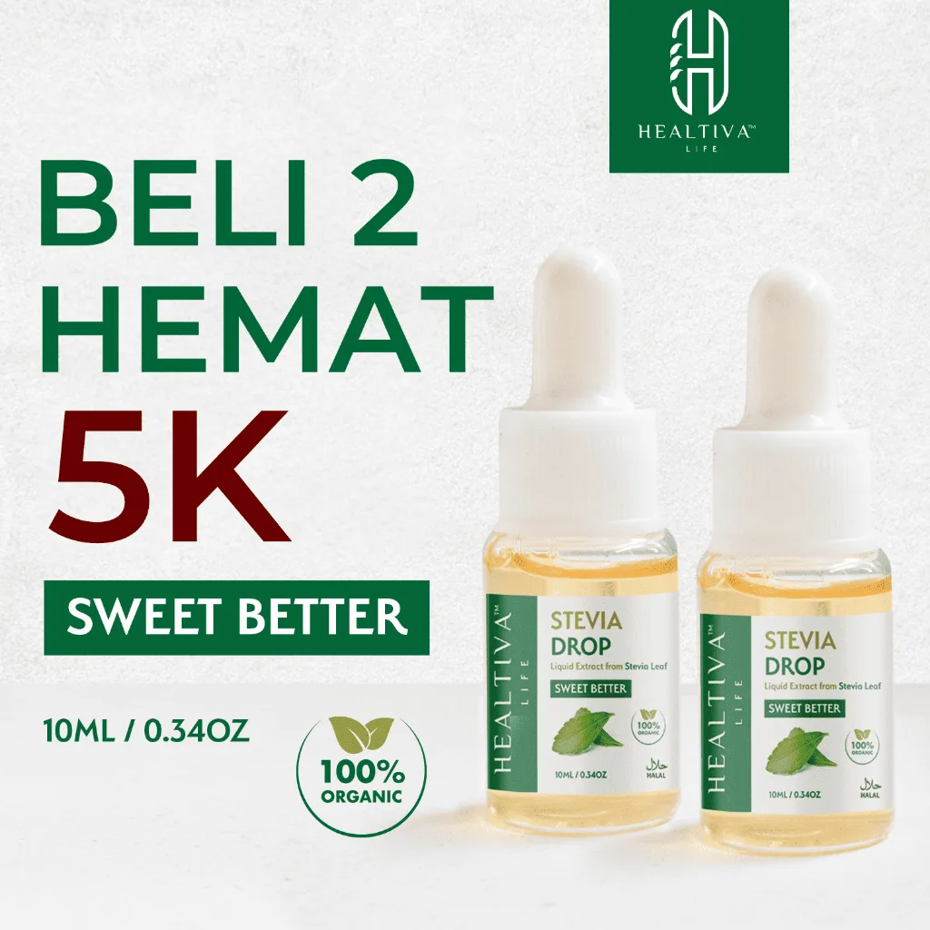 HEALTIVA Stevia Tetes Cair 10ml Pemanis Alami Natural Sweetener Pengganti Gula