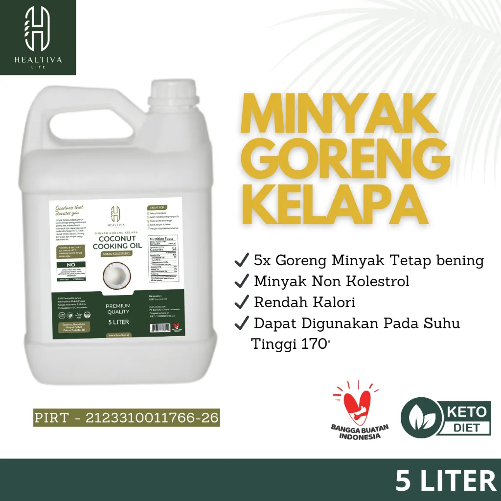 HEALTIVA Minyak Goreng Kelapa Murni RBD 5 Liter Coconut Cooking Oil Sehat