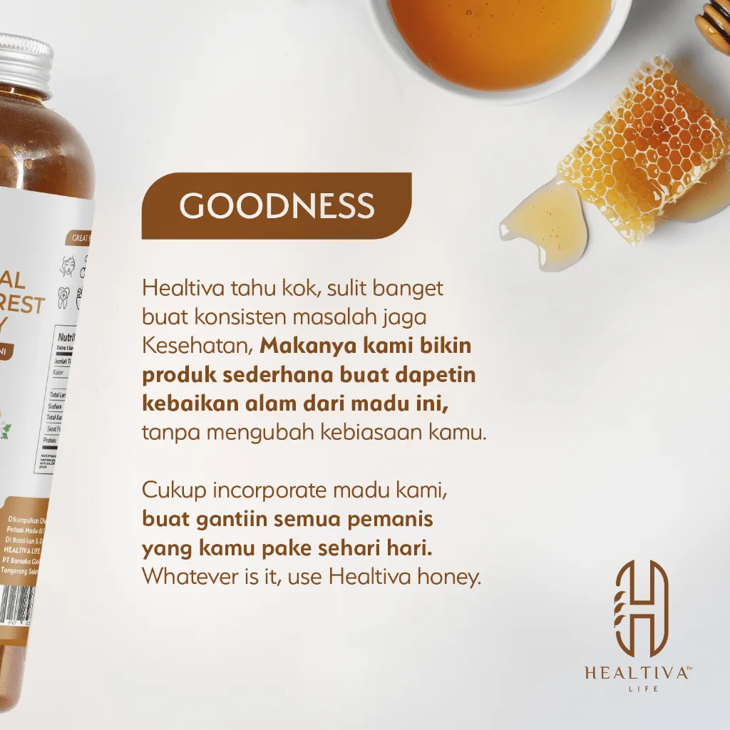 HEALTIVA Madu Hutan Murni 500ml Madu Asli Tanpa Campuran Raw Honey Alami