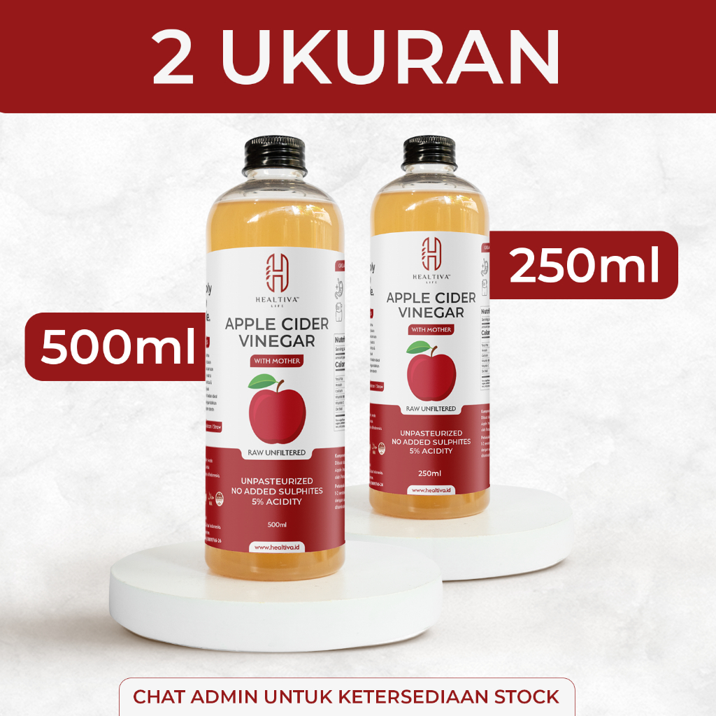 HEALTIVA Cuka Apel 500 ML GROSIR Cuka Apel Organik Apple Cider Vinegar With The Mother Murni 100%