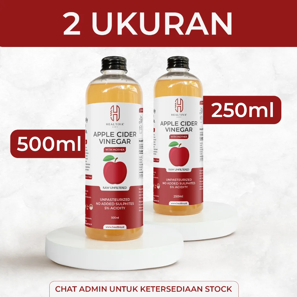 HEALTIVA Cuka Apel 500 ML GROSIR Cuka Apel Organik Apple Cider Vinegar With The Mother Murni 100%