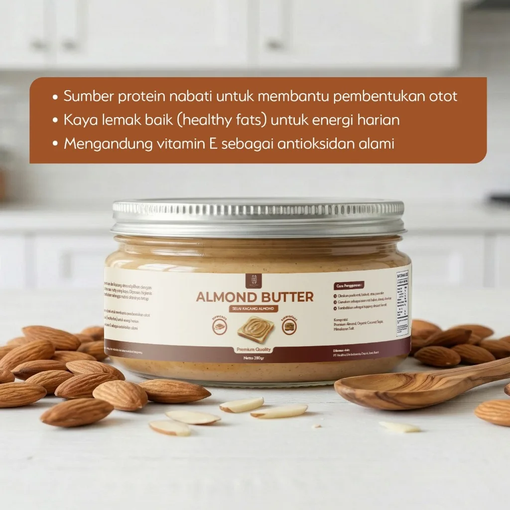 HEALTIVA Almond Butter 250gr Selai Kacang Almond Creamy Gula Kelapa Organik Premium Spread