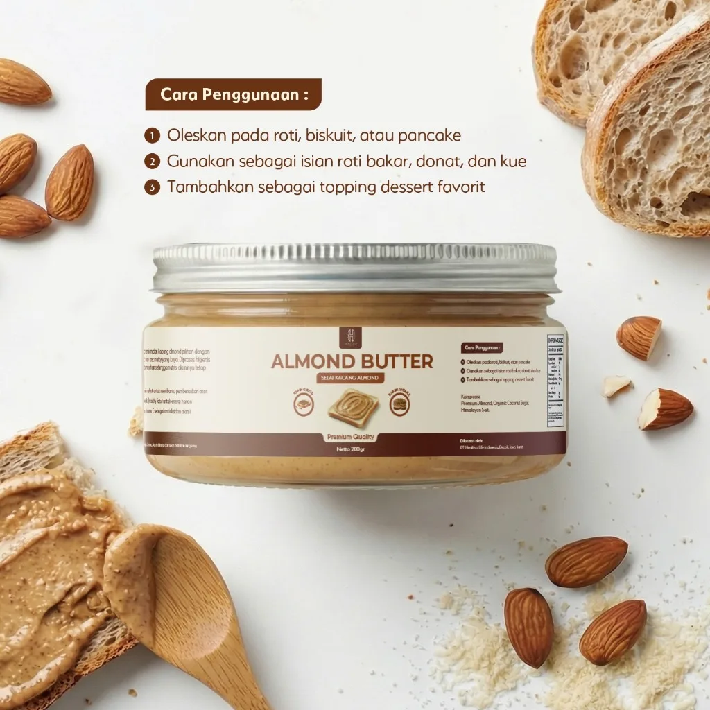 HEALTIVA Almond Butter 250gr Selai Kacang Almond Creamy Gula Kelapa Organik Premium Spread