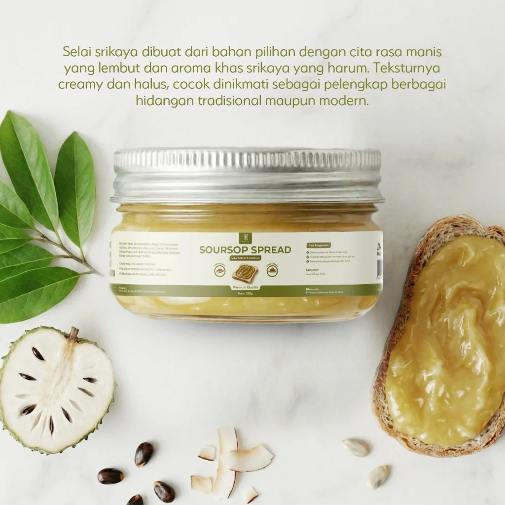 HEALTIVA Soursop Spread 280gr Selai Srikaya Buah Asli Creamy Oles Roti Dessert Premium