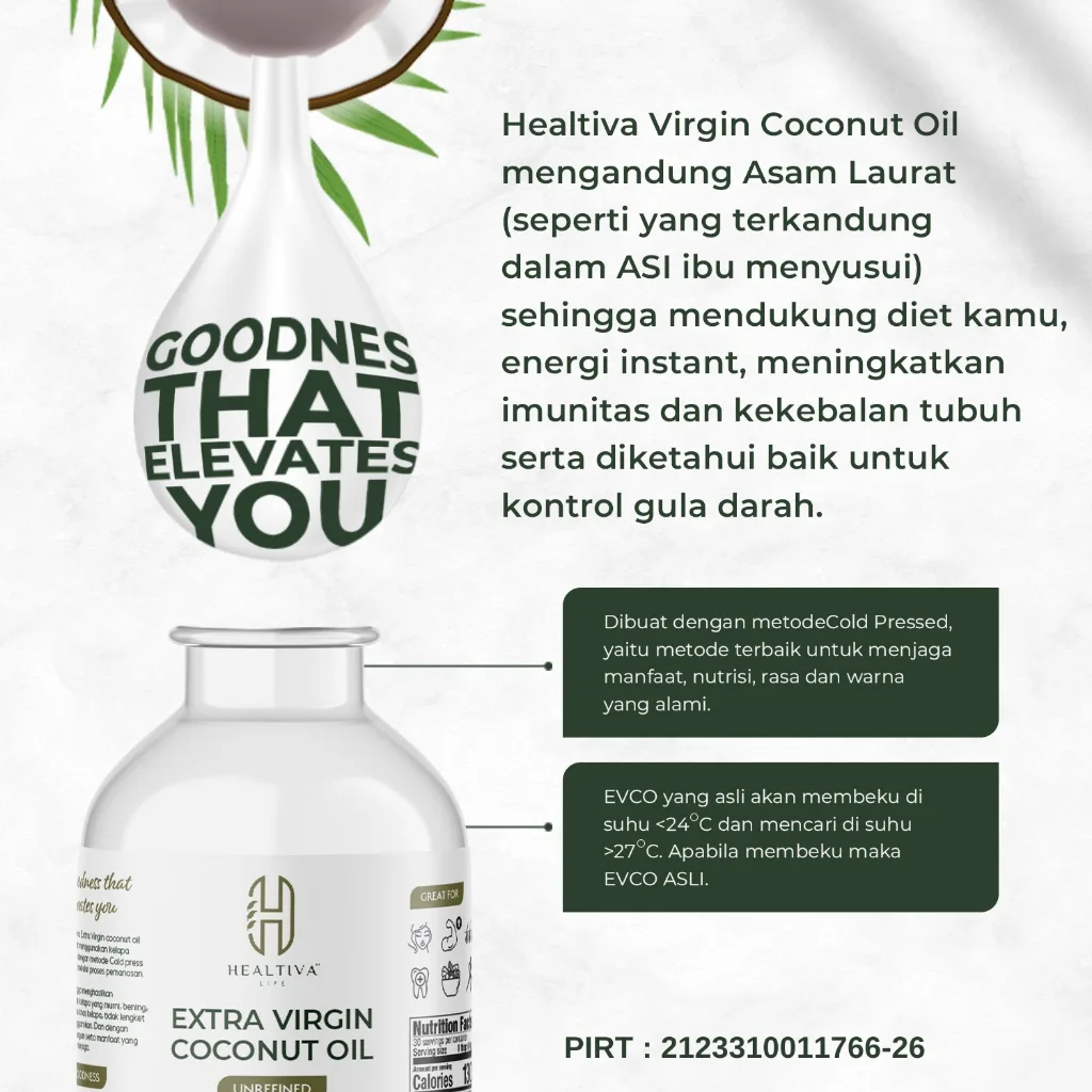 HEALTIVA VCO 100ml Minyak Kelapa Murni Extra Virgin Coconut Oil