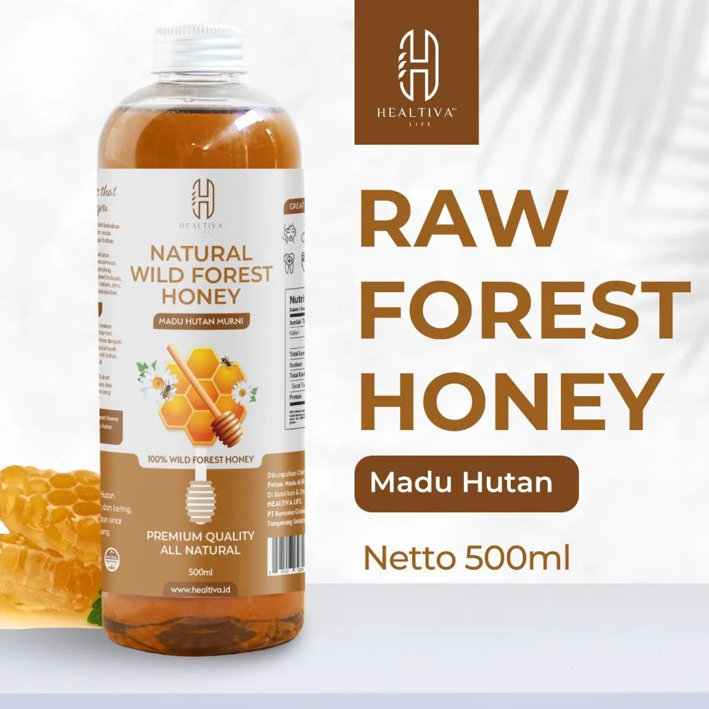 HEALTIVA Madu Hutan Murni 500ml Madu Asli Tanpa Campuran Raw Honey Alami