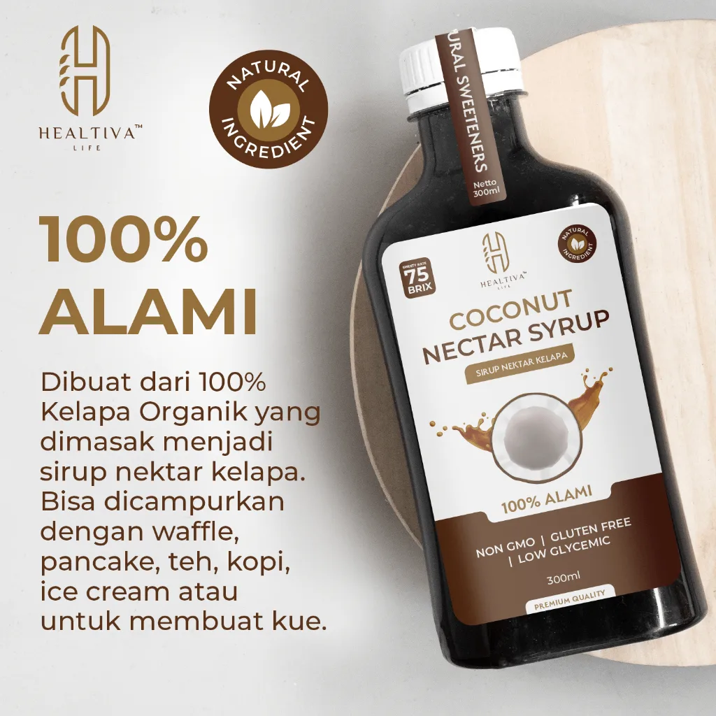 HEALTIVA Gula Kelapa Cair 300ml Coconut Nectar Syrup Pemanis Alami Pengganti Gula