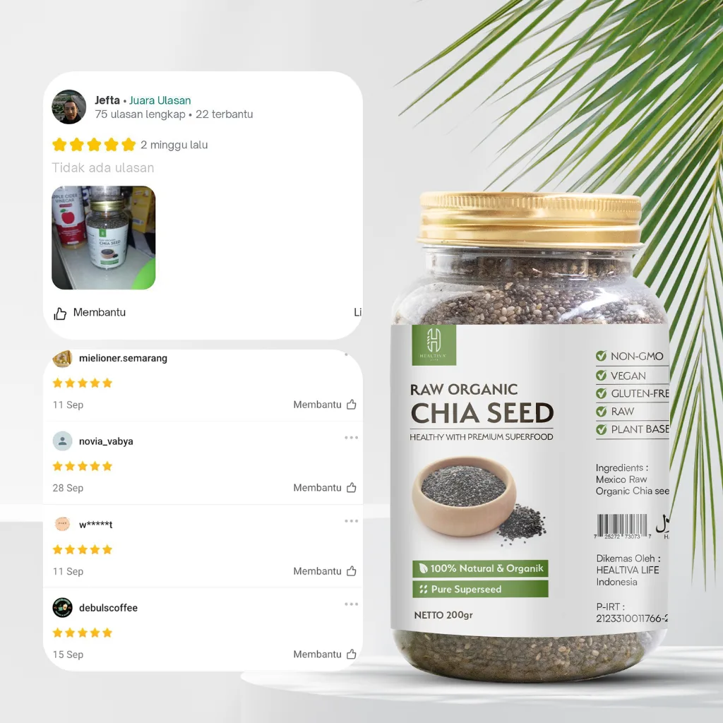 HEALTIVA Chia Seed Hitam 200gr  Mexico Black Chia Seed Premium Biji Chia Superfood