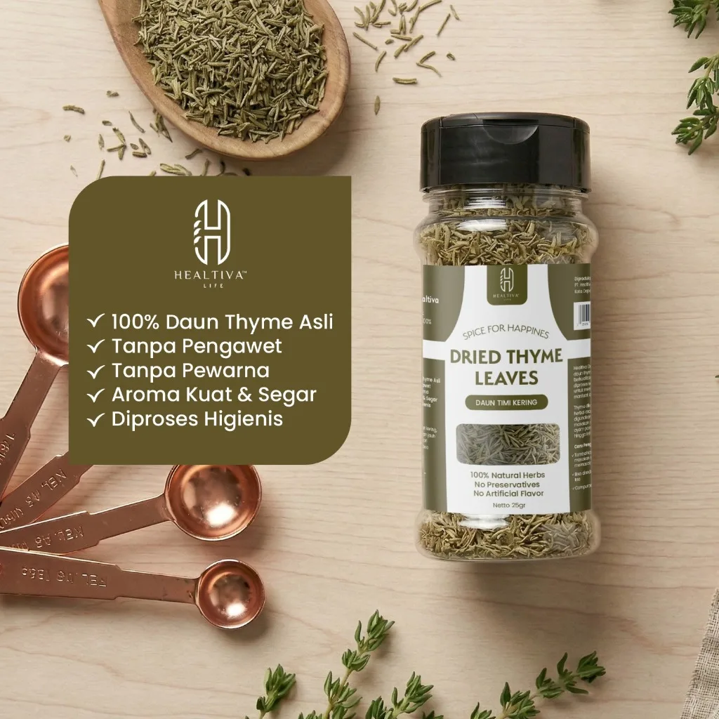 HEALTIVA  Dried Thyme Leaves 25gr Daun Thyme Kering Bumbu Masak Western Premium Non MSG