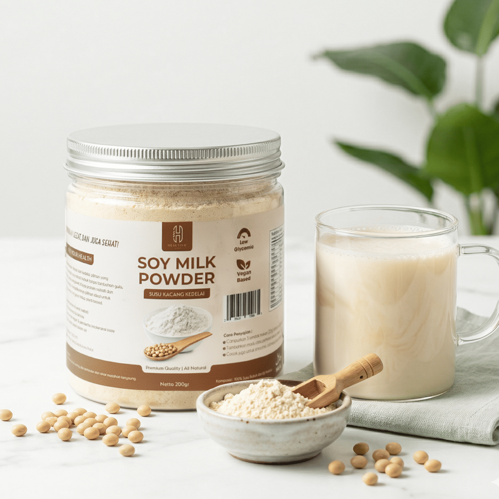 HEALTIVA Susu Kedelai Bubuk Murni Soy Milk Powder Pure Kedele Bubuk Tanpa Gula Tambahan 200gr