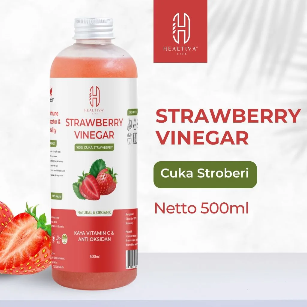 HEALTIVA Cuka Buah Strawberry 500ml Strawberry Vinegar With The Mother