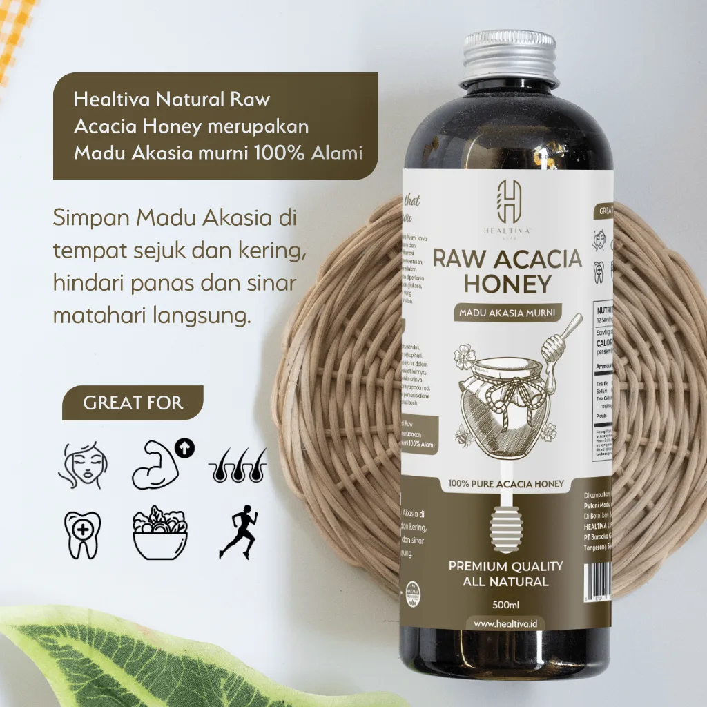 HEALTIVA Madu Akasia Murni 500ml Acacia Honey Asli 100% Tanpa Campuran