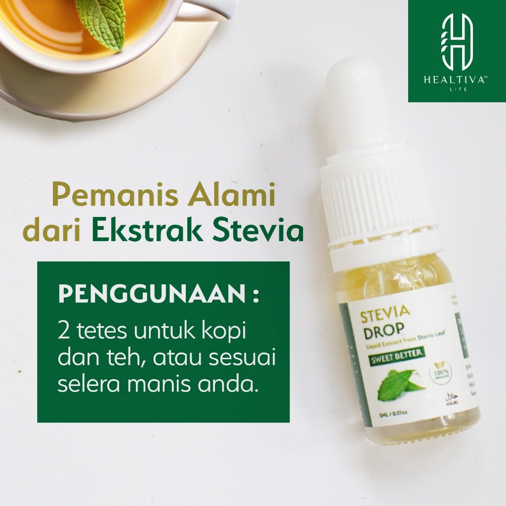 HEALTIVA Stevia Tetes Cair 5ml Natural Sweetener Pengganti Gula