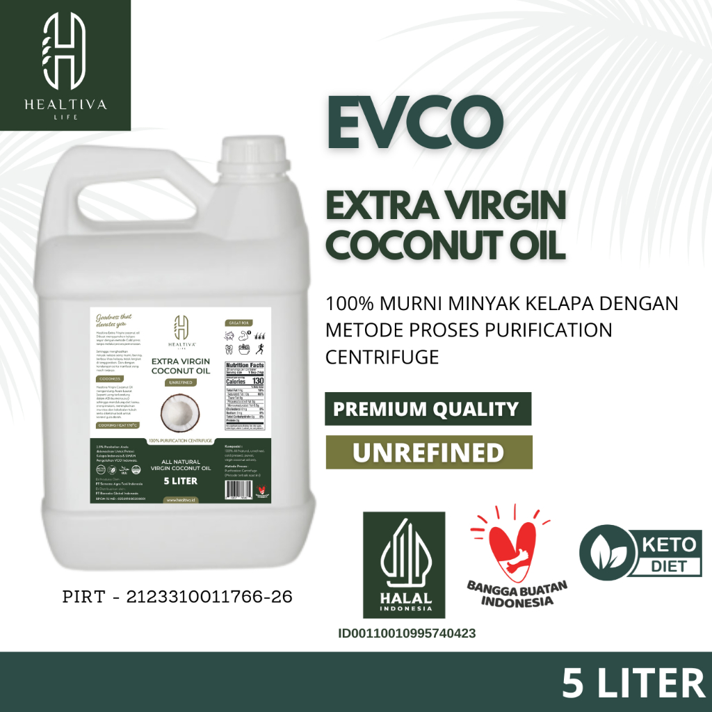 HEALTIVA VCO 5 Liter Minyak Kelapa Murni Extra Virgin Coconut Oil