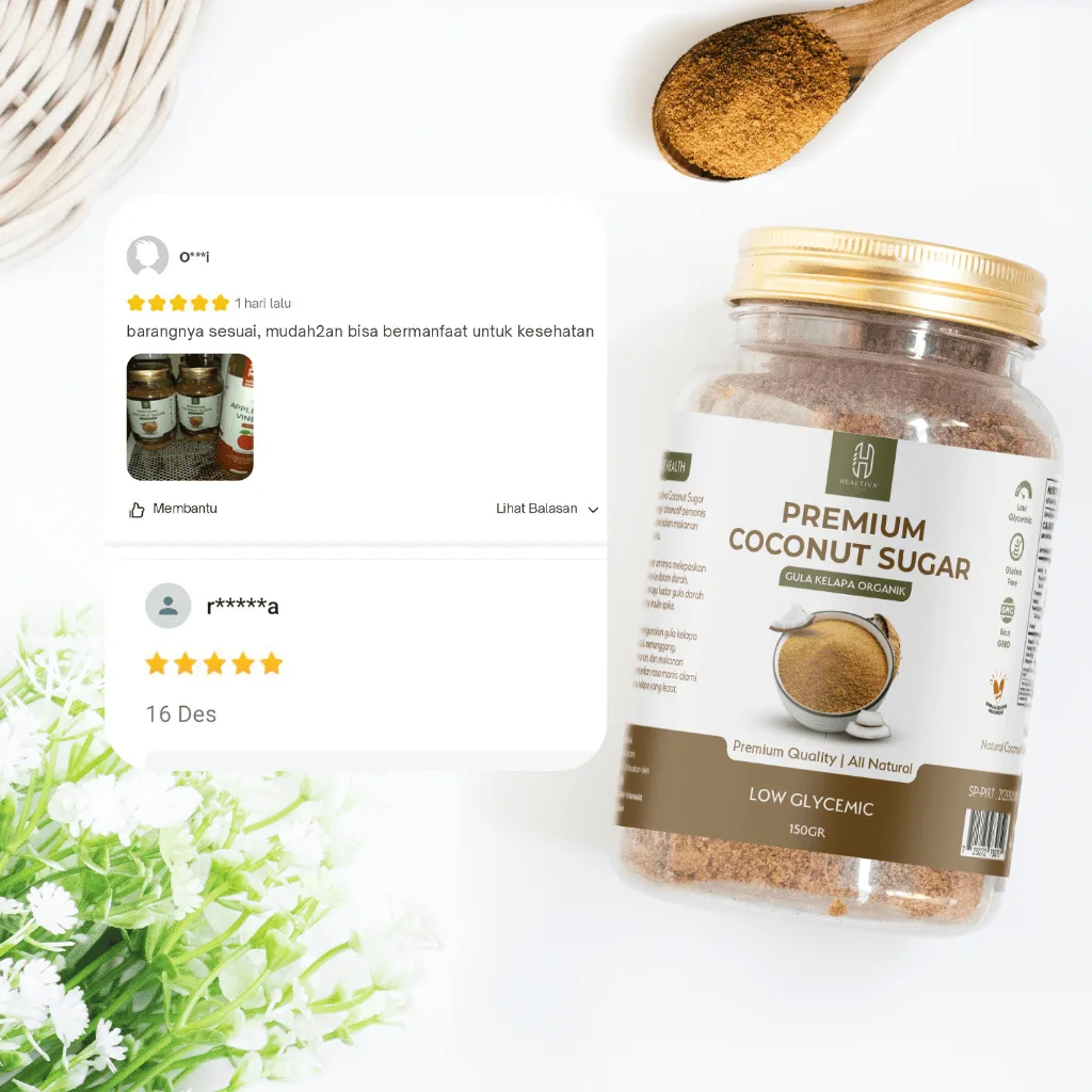 HEALTIVA Gula Kelapa Bubuk Organik 150gr Pemanis Alami Pengganti Gula