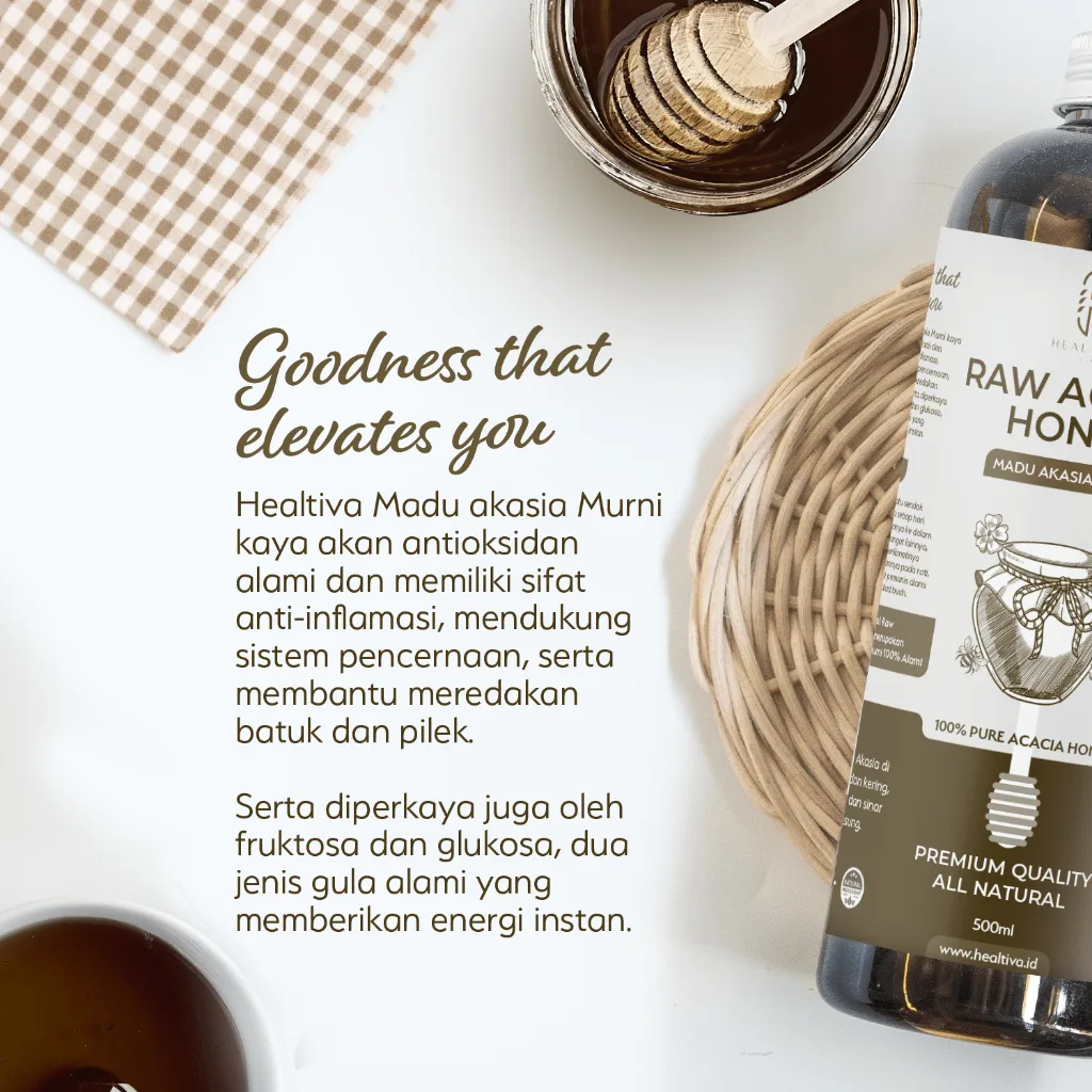 HEALTIVA Madu Akasia Murni 500ml Acacia Honey Asli 100% Tanpa Campuran