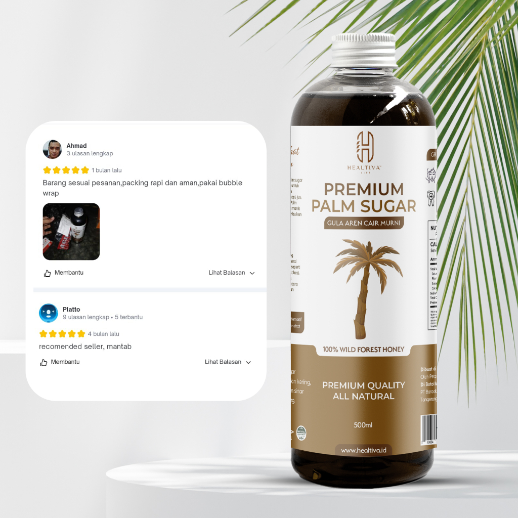 HEALTIVA Gula Aren Cair Murni 500ml Gula Aren Asli Brown Sugar Pemanis Alami