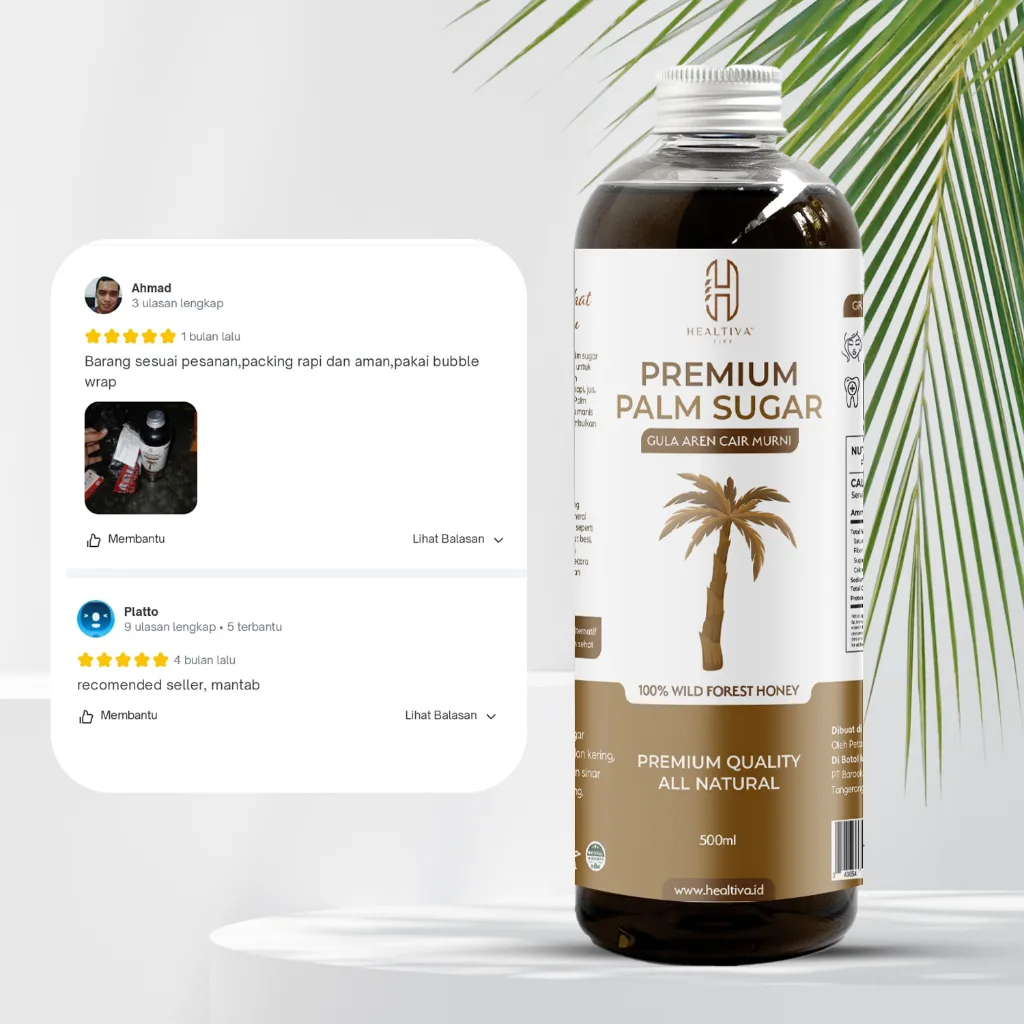 HEALTIVA Gula Aren Cair Murni 500ml Gula Aren Asli Brown Sugar Pemanis Alami
